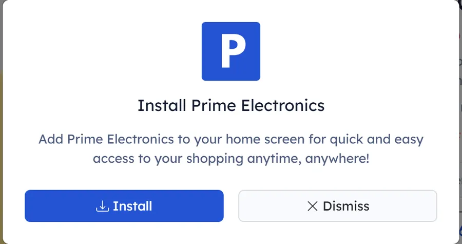 Aviso para instalar la tienda como aplicación